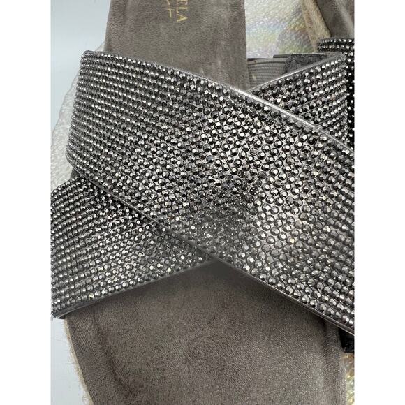 Carvela Comfort Slip on Silver Rhinestone Open Round Toe Sandals Size 7 - Picture 10 of 10